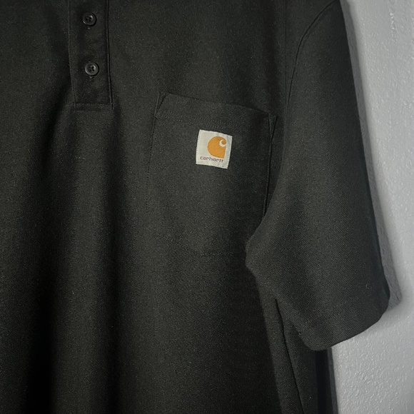 Carhartt Original Fit Pocket Polo Mens 2XL K570 Black Loose Fit Lightweight S/S - Picture 5 of 8